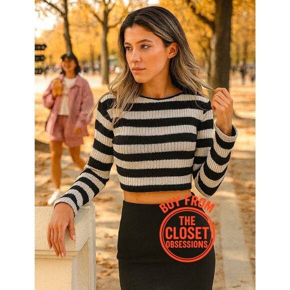 ZARA Striped Crop Top NWT - Picture 2 of 11